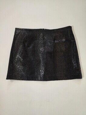 Guess Jeans Snakeskin Mini Skirt Womens 27 Glossy Black Mob Wife Indie Sleaze